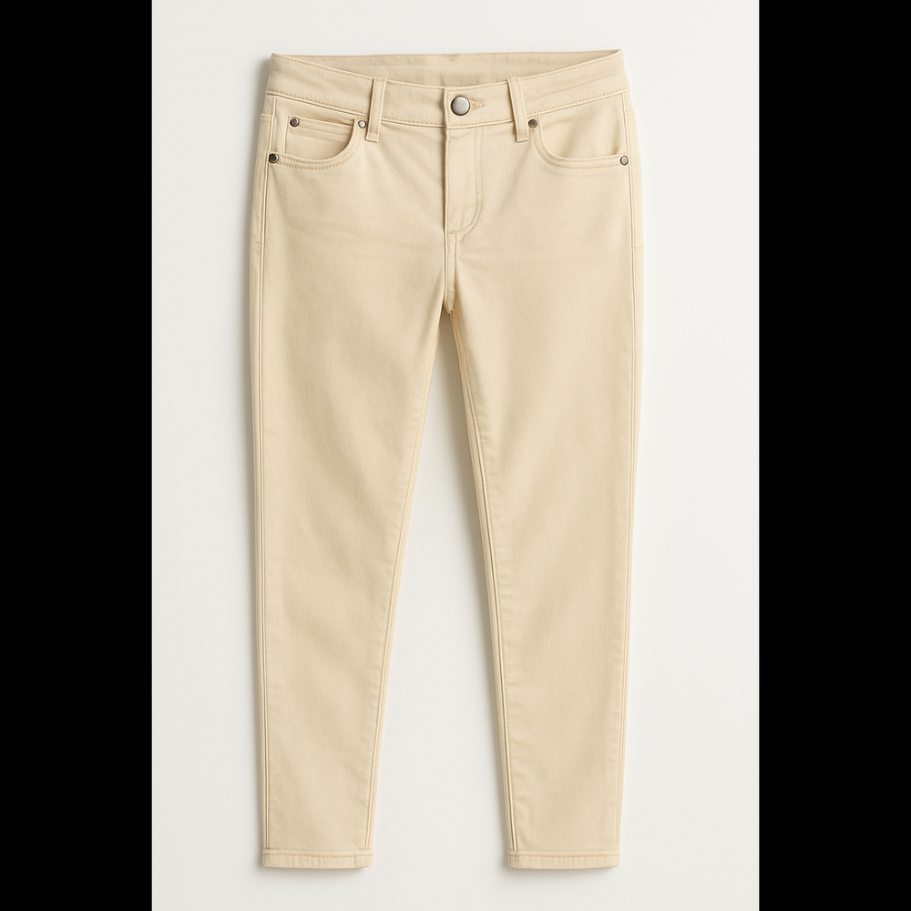 Eileen Fisher Organic Cotton Strech Ivory Mid Rise Ankle Jeans